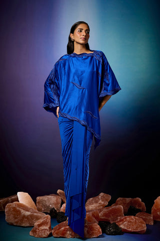 Cobalt Raio Kaftan Top with Draped Skirt