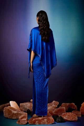 Cobalt Raio Kaftan Top with Draped Skirt