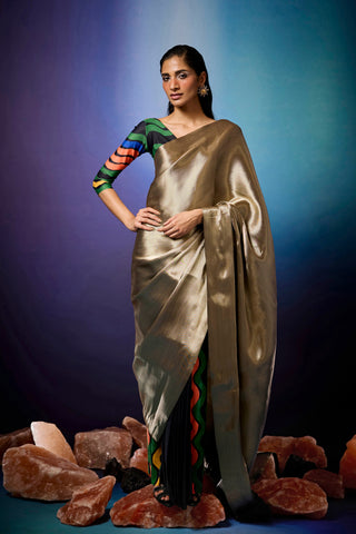 Aurorays Liquid Gold Tailored Sari with Blouse