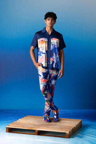 Shivan & Narresh Foxfires Resort Trousers; Foxfires Print; Multiolor; Men's Printed Trouser; Men's Resort Wear;
