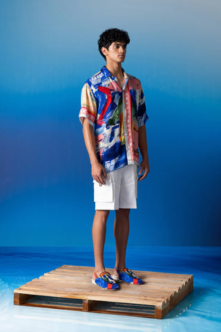 Shivan & Narresh Foxfires Oversized Shirt; Foxfires Print; Multicolor; Men's Resort Wear; Men's Shirt;
