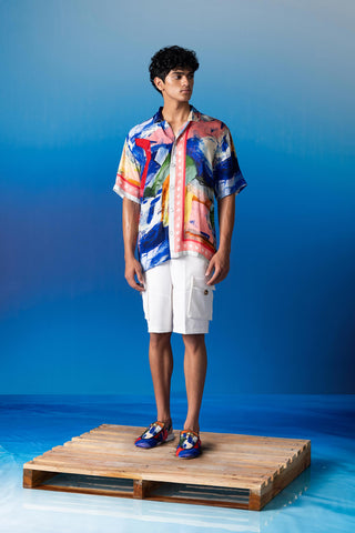 Shivan & Narresh Foxfires Oversized Shirt; Foxfires Print; Multicolor; Men's Resort Wear; Men's Shirt;