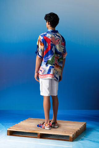 Shivan & Narresh Foxfires Oversized Shirt; Foxfires Print; Multicolor; Men's Resort Wear; Men's Shirt;