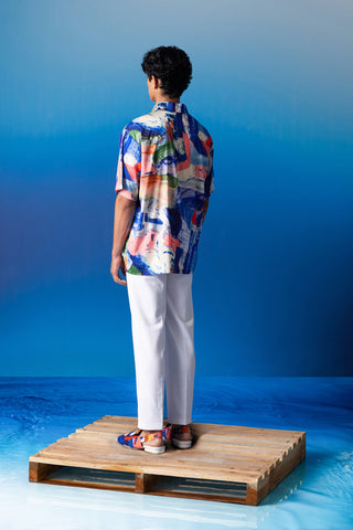 Shivan & Narresh Foxfires Lounge Shirt; Foxfires Print; Multicolor; Men's Resort Wear; Men's Shirt;