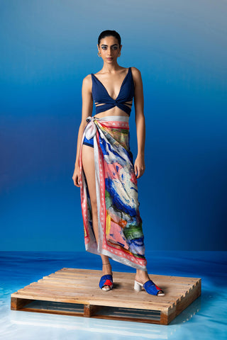 Shivan & Narresh Foxfires Silk Scarf; Foxfires Print; Multicolor; Women Swimwear; Cover-up