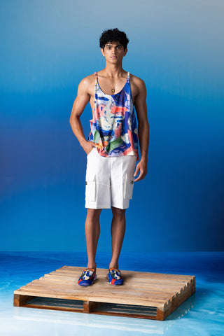 Shivan & Narresh Foxfires Vest; Foxfires Print; Multicolor; Men's Vest; Men's Resort Wear