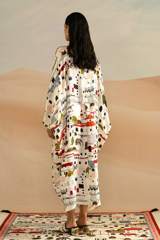 Shivan and Narresh Jaiscape Printed Kaftan; Multi Colour; Kaftan Dress;