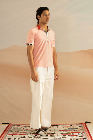 Shivan and Narresh Jaiscape Pink Polo; Pink Colour; Men T-shirt