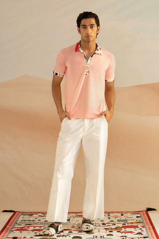 Shivan and Narresh Jaiscape Pink Polo; Pink Colour; Men T-shirt