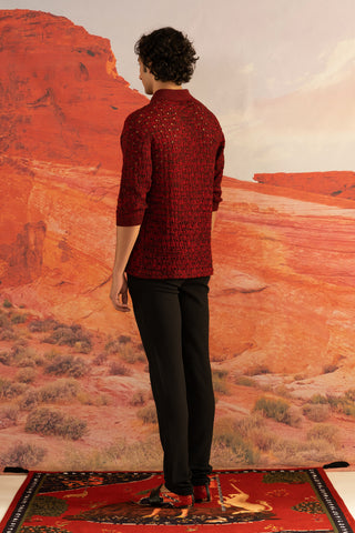 Shivan and Narresh Wilding Red Polo; Red Colour; Men Knitted T-shirt
