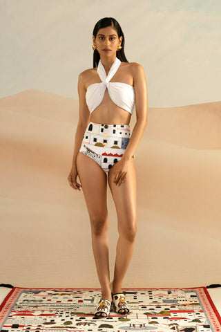 Shivan and Narresh Jaiscape White & Red Bikini; Multicolor; High Waist Bikini;