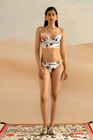 Shivan and Narresh Jaiscape Printed Bikini; Multicolor; Low Waist Bikini;